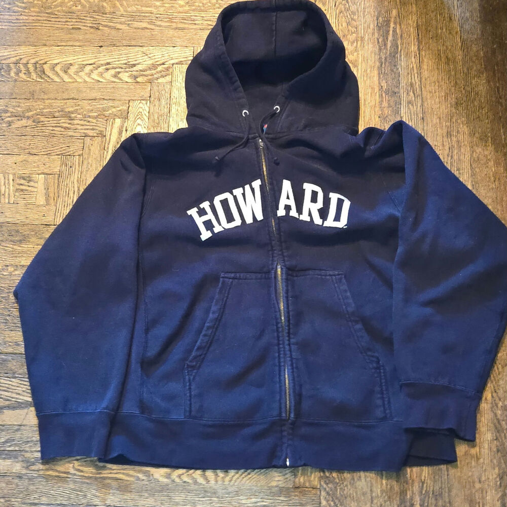 Howard University Full-Zip Sweatshirt Men's Large Stitched Navy Pro Weave